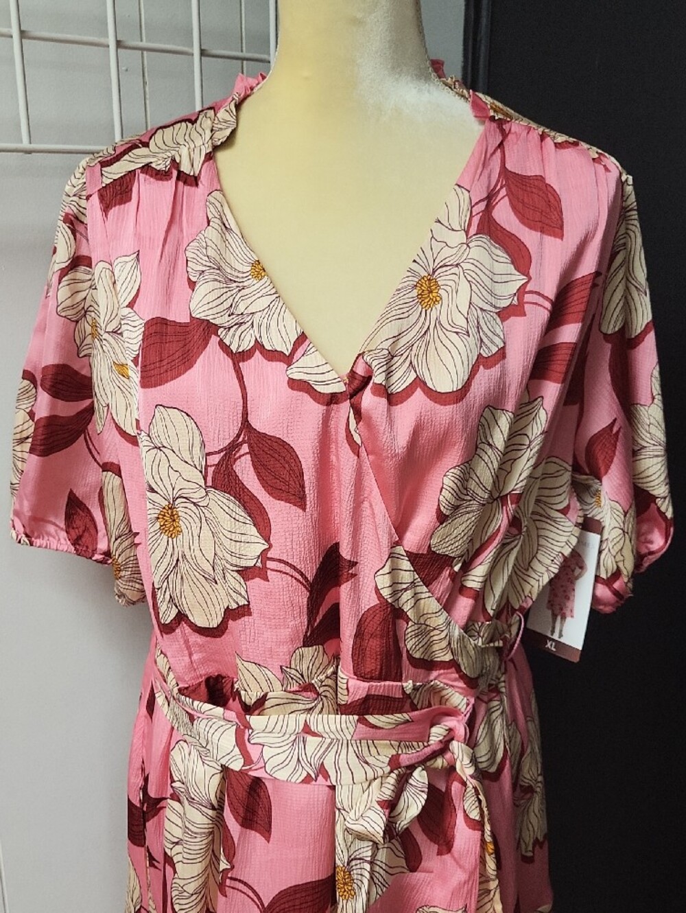 Nwt, Draper James Pink Floral Wrap Midi Dress XL - Picture 2 of 9